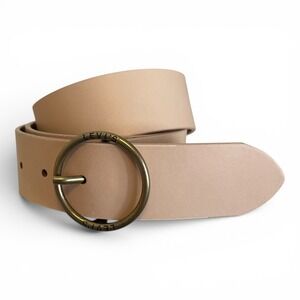 Levi's Arletha Pink Blush Leather Belt Made in Italy‎ Round Brass Buckle 90/36